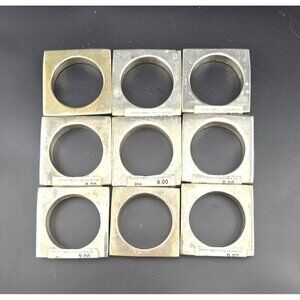 Shiny Square Silver Napkin Rings Set Of 9 Metallic Table Decor Square Shape
